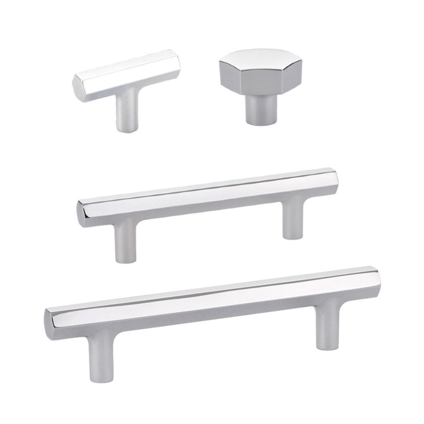 Geometric Polished Chrome "Geo" Cabinet Knobs and Drawer Pulls - Forge Hardware Studio
