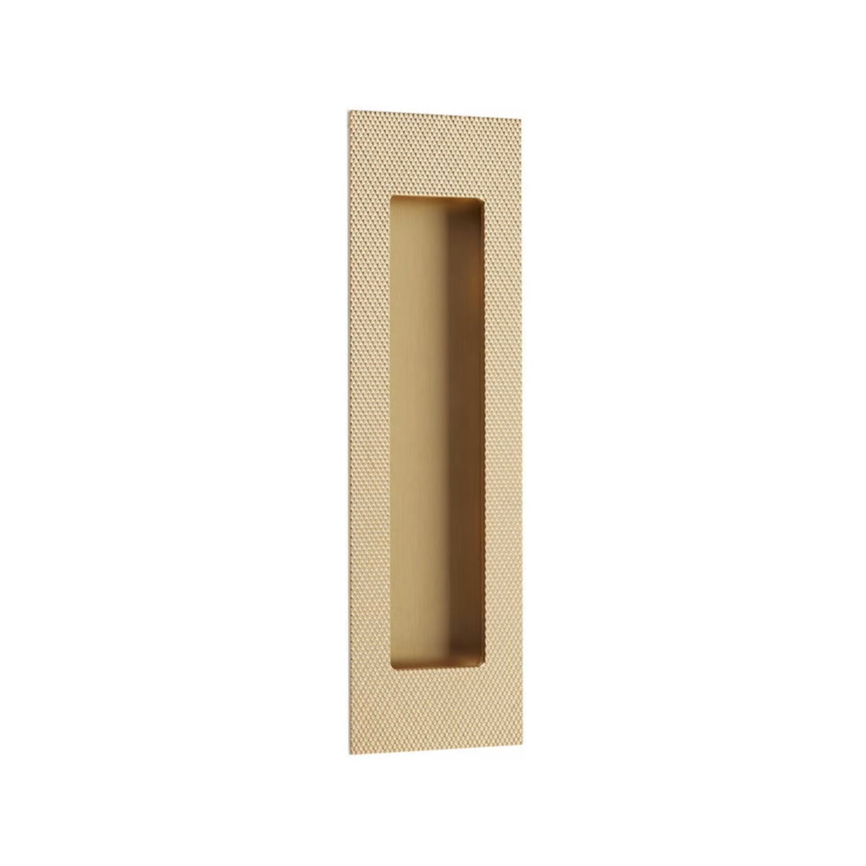 Modern Knurled Rectangular Solid Brass Recess Door Pull in Satin Brass - Forge Hardware Studio