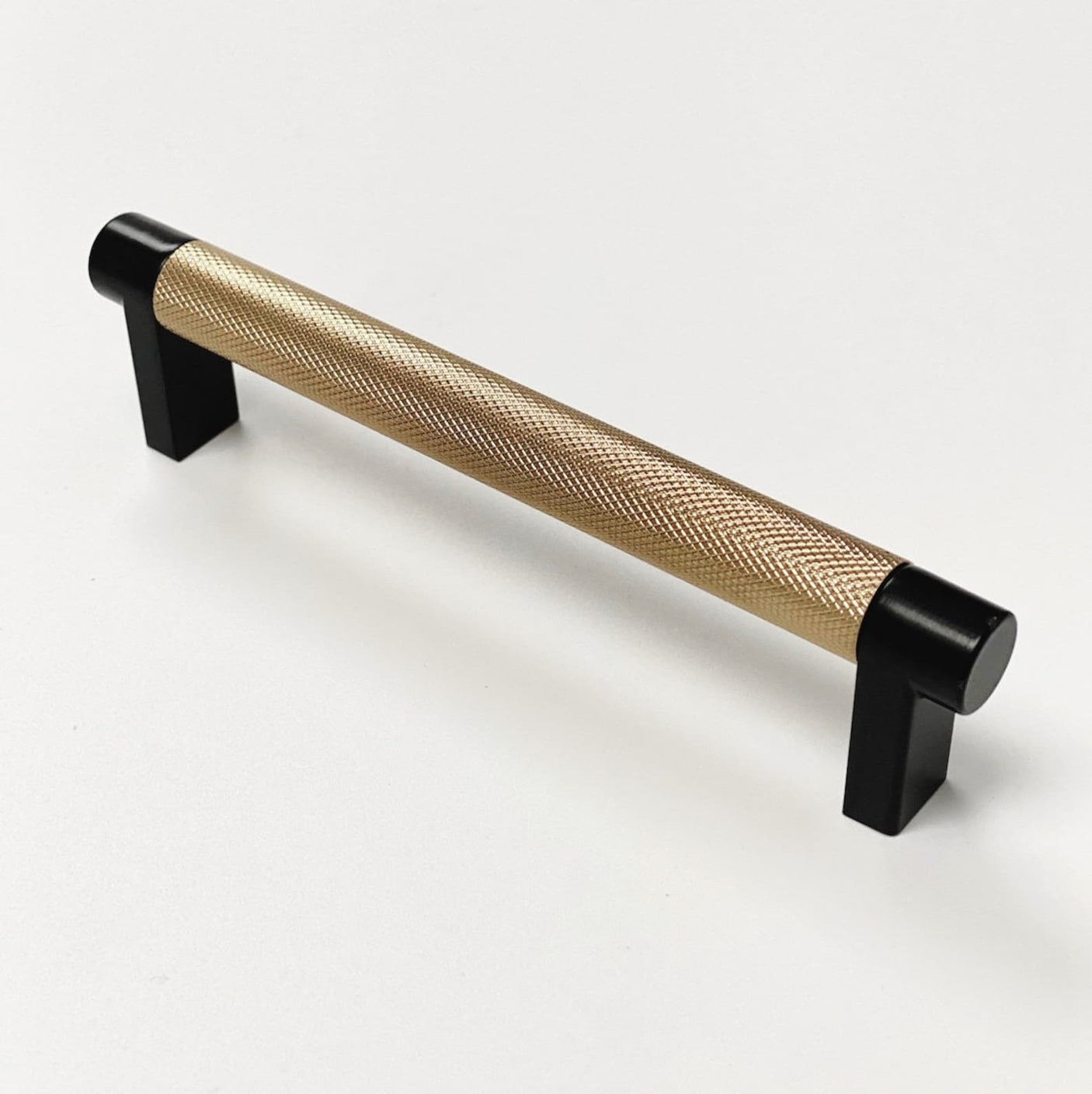 Knurled "Converse" Black and Champagne Bronze Dual-Finish Knobs and Pulls - Forge Hardware Studio