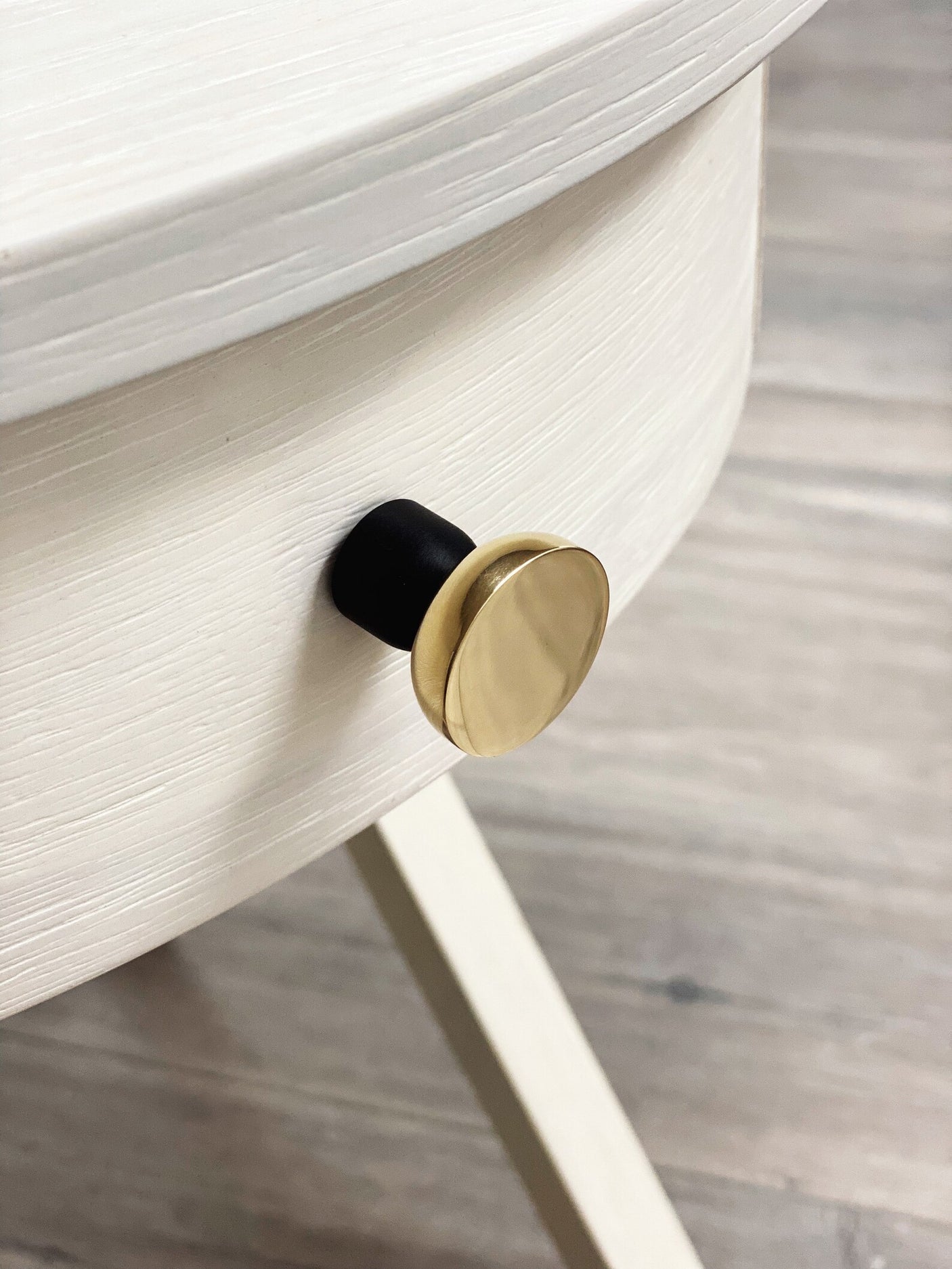 Wall Hook Cabinet Knob "Kori" Dual Finish Polished Brass and Matte Black - Forge Hardware Studio