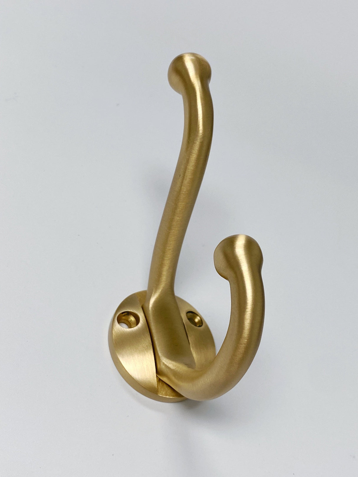 Satin Brass "Heritage" Wall Hook, Brass Wall Coat Hook - Forge Hardware Studio