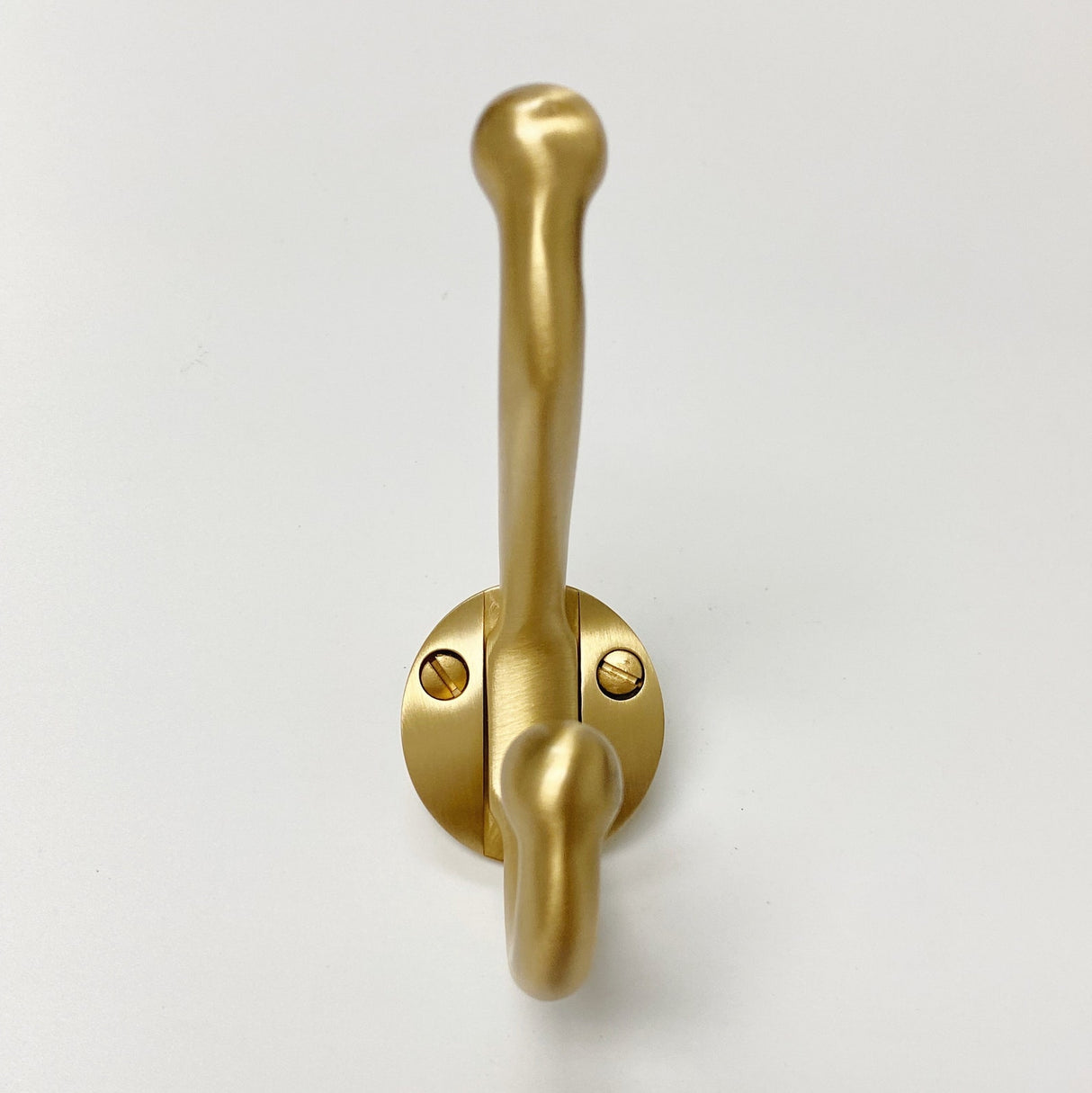 Satin Brass "Heritage" Wall Hook, Brass Wall Coat Hook - Forge Hardware Studio