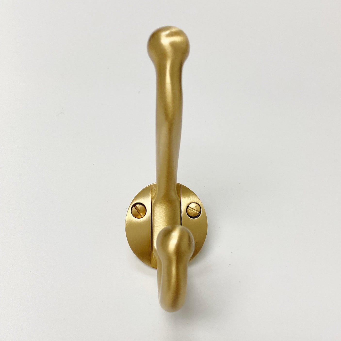 Satin Brass "Heritage" Wall Hook, Brass Wall Coat Hook - Forge Hardware Studio
