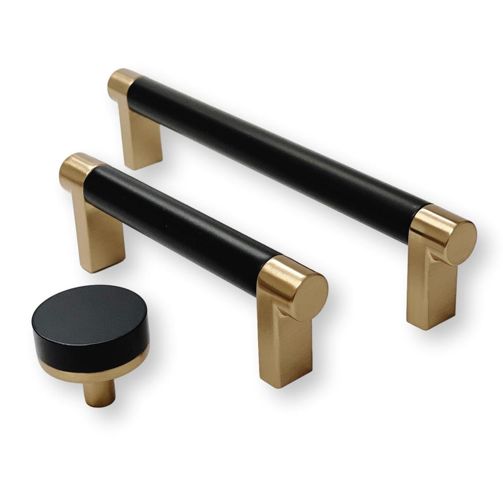Smooth "Converse No.2" Champagne Bronze and Black Dual-Finish Knobs and Pulls - Forge Hardware Studio