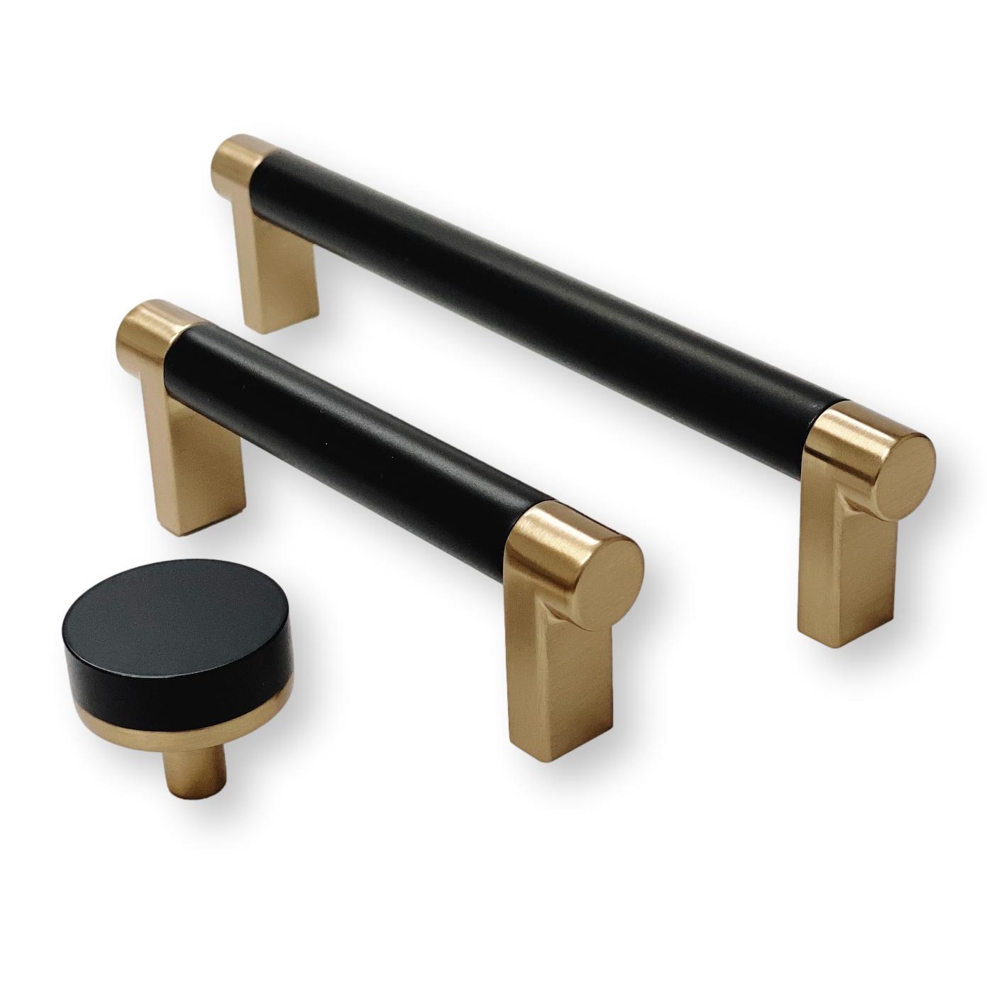 Smooth "Converse No.2" Champagne Bronze and Black Dual-Finish Knobs and Pulls - Forge Hardware Studio