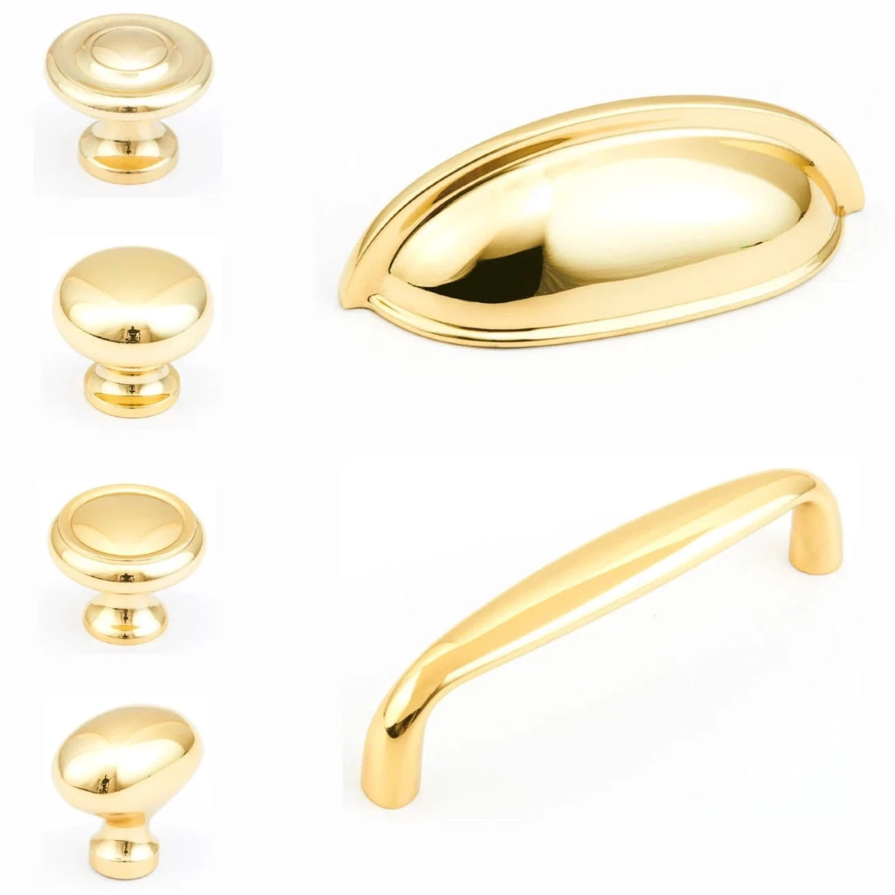Traditional "Joy" Drawer Pulls in Polished Brass - Forge Hardware Studio