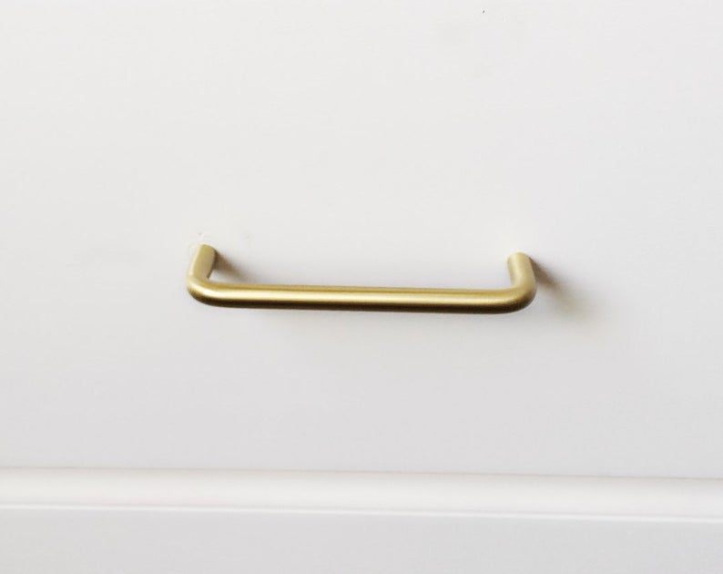 Wire Mid-Century "Peggy" Satin Brass Drawer Pulls - Brass Cabinet Hardware