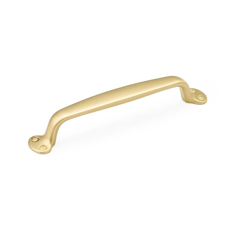 Satin Brass Drawer Pulls "Transitional" Handles and Cup Pulls - Brass Cabinet Hardware 