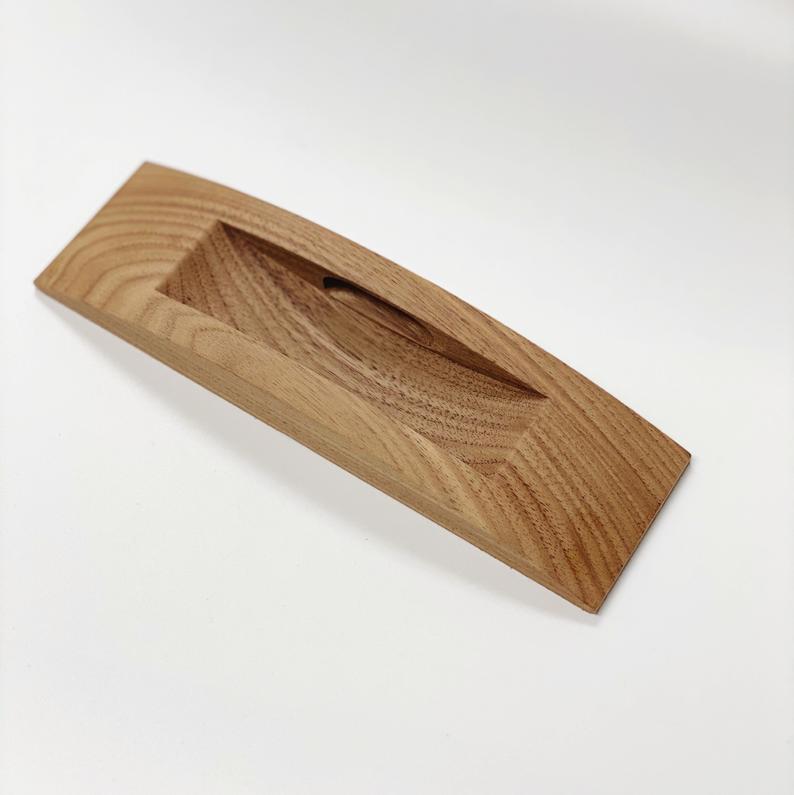 Walnut Flush Mid-century Modern Wood Drawer Handles - Forge Hardware Studio