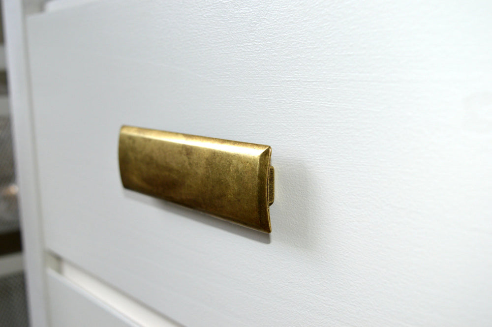Rectangular Drawer  "Roman" Pulls in Antique Brass - Brass Cabinet Hardware