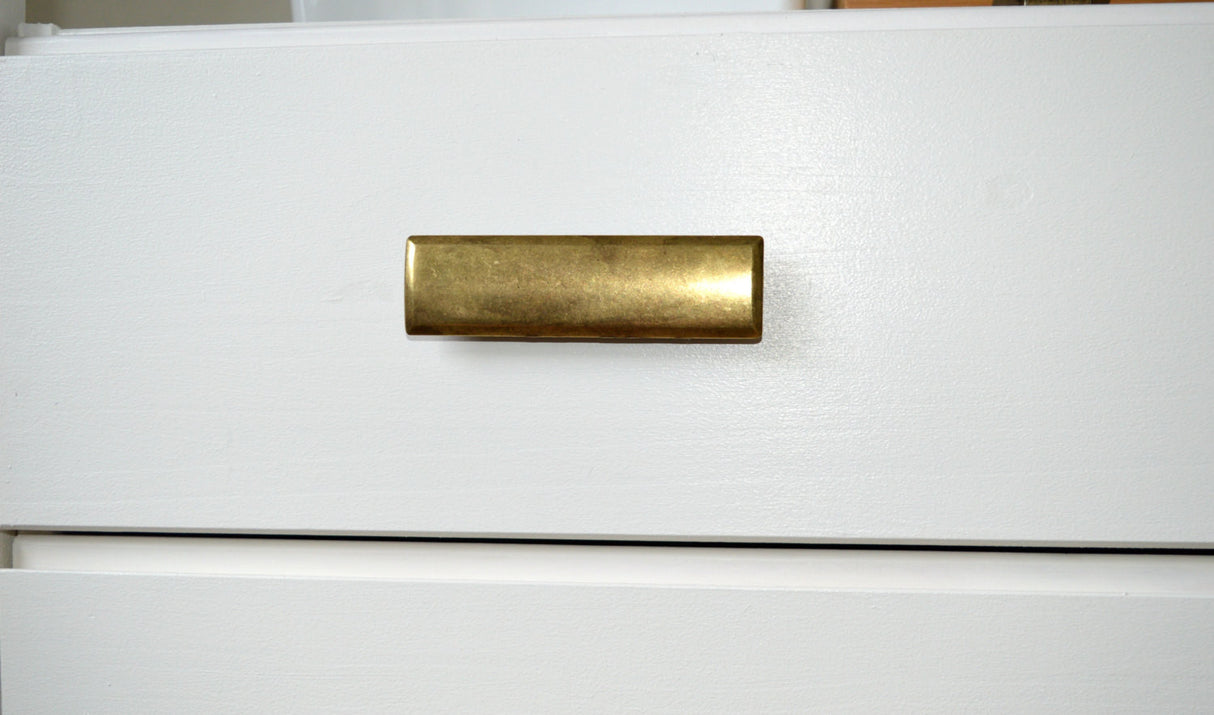 Rectangular Drawer "Roman" Pulls in Antique Brass - Brass Cabinet Hardware