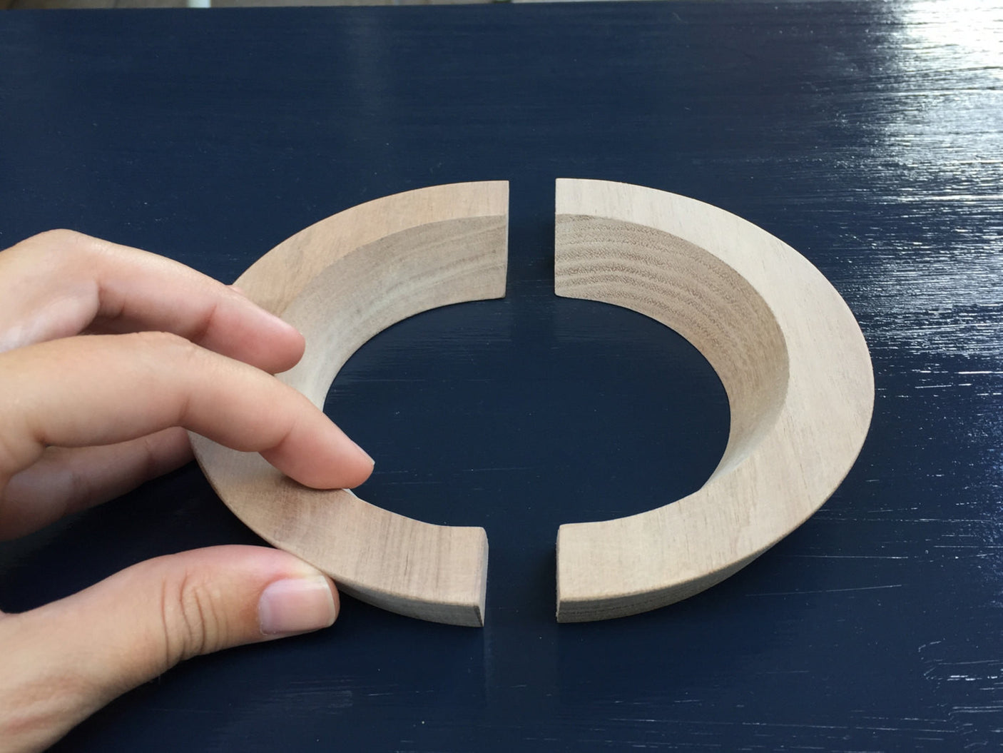 Wood Drawer Pull - Mid-century Modern Semi-Circle Wood Handles - Brass Cabinet Hardware