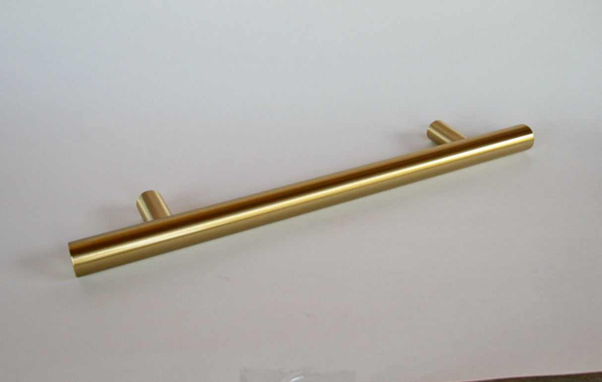 Satin Brass Fridge T-Bar 8" Appliance Pull - European Pull - Brass Cabinet Hardware