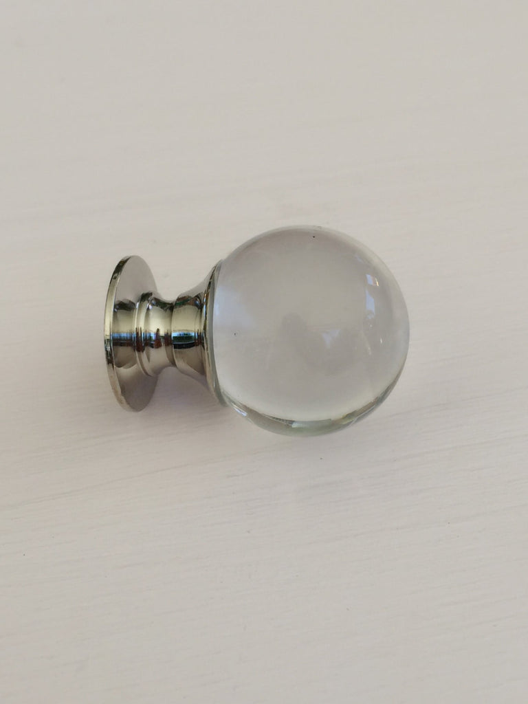 Polished Nickel and Lucite Ball Cabinet Knob - Brass Cabinet Hardware 