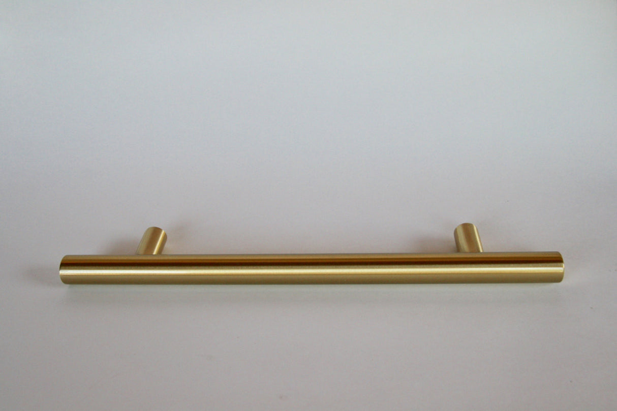 Satin Brass Fridge T-Bar 8" Appliance Pull - European Pull - Brass Cabinet Hardware