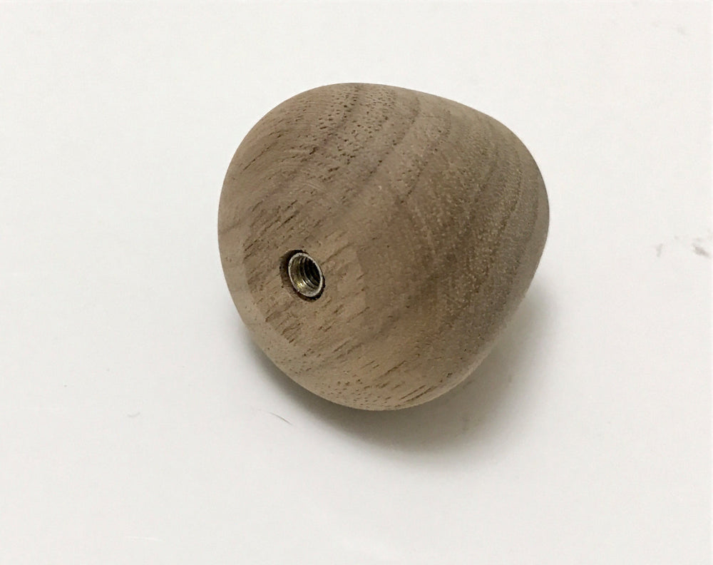Walnut Mid-century Modern Wood Drawer Knobs - Brass Cabinet Hardware