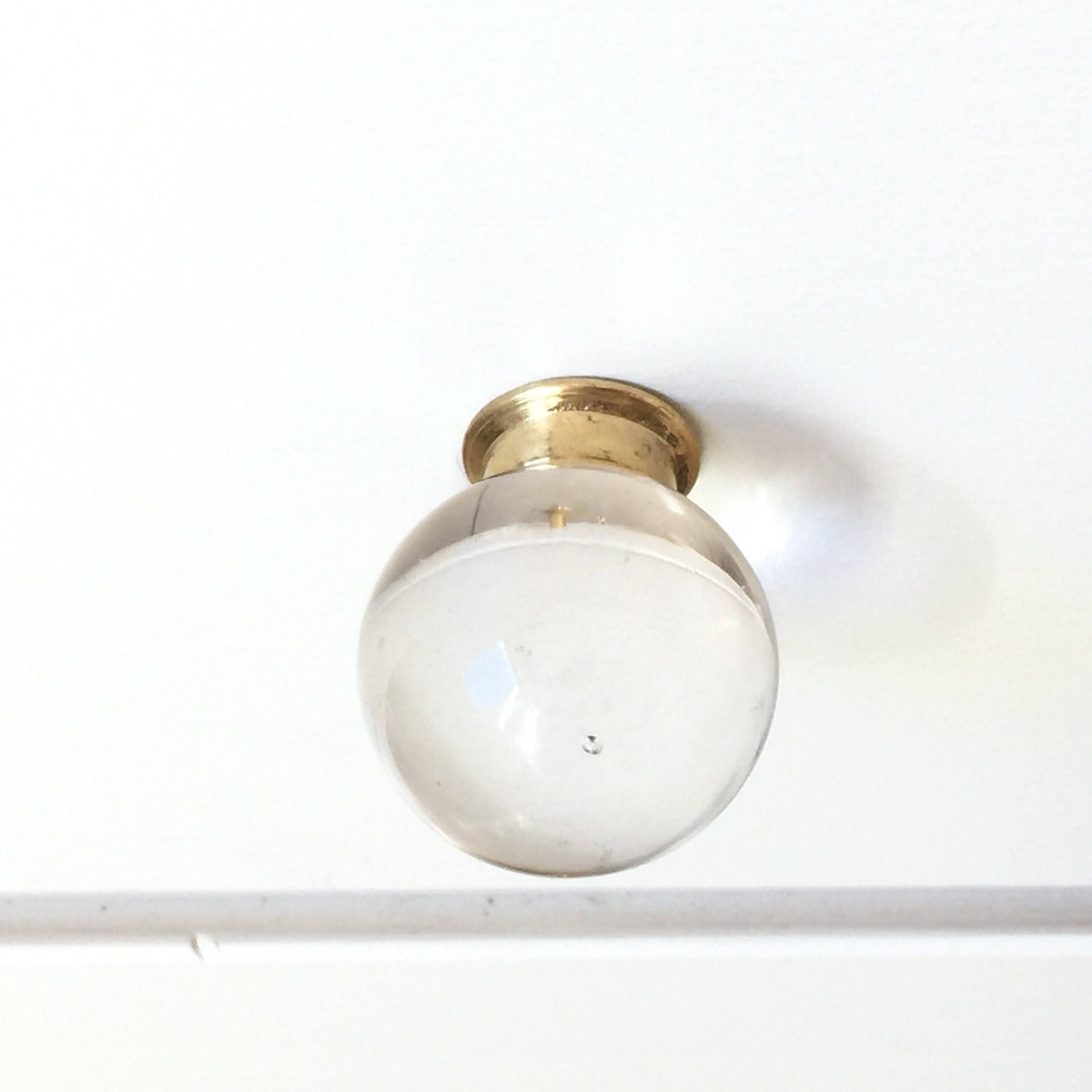 Round Glass and Brass Ball Drawer Knob - Brass Cabinet Hardware