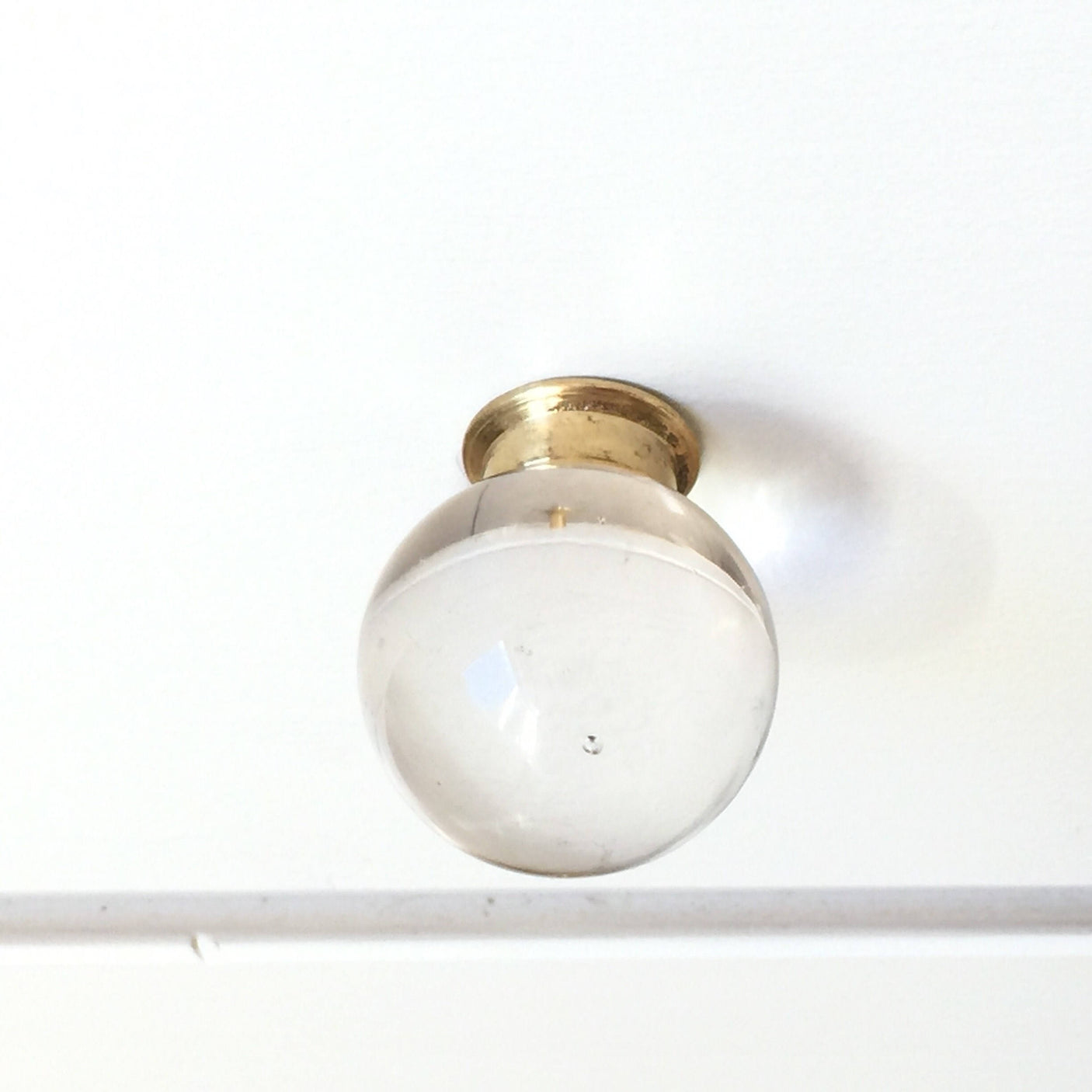 Round Glass and Brass Ball Drawer Knob - Brass Cabinet Hardware