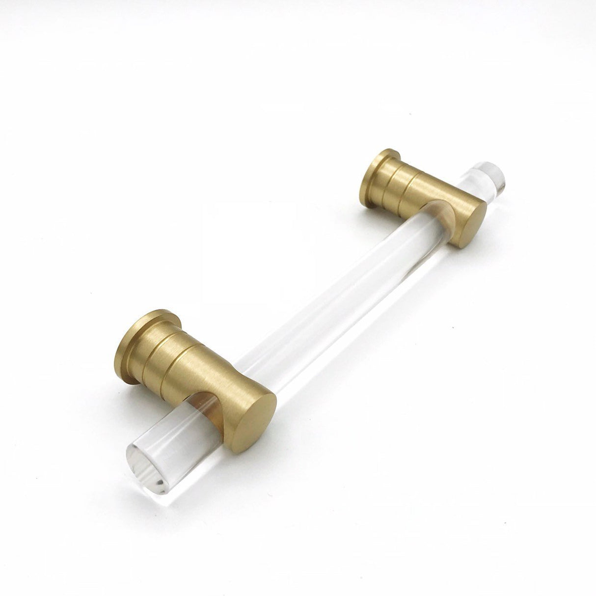 Lucite and Satin Brass 4 in. "Luz" Drawer Pulls - Brass Cabinet Hardware