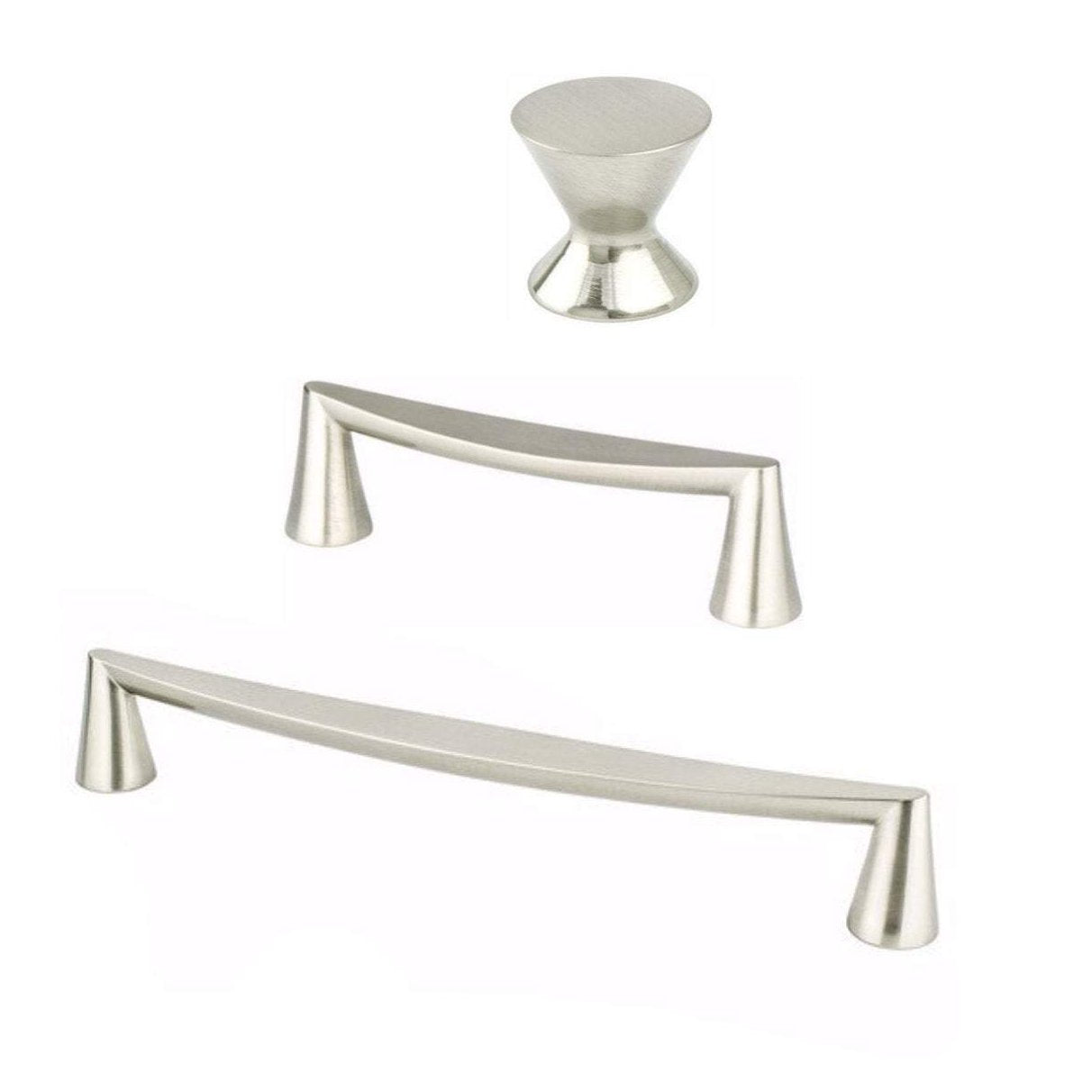 Satin Nickel "Core" Drawer Pulls and Knob - Brass Cabinet Hardware