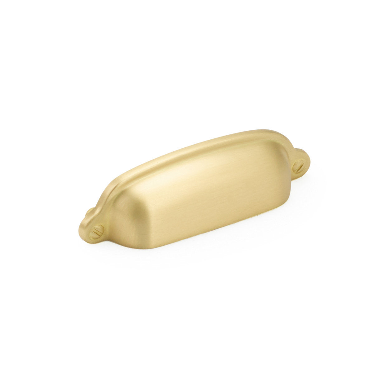 Satin Brass Drawer Pulls "Transitional" Handles and Cup Pulls - Brass Cabinet Hardware