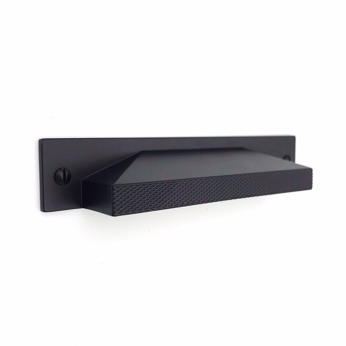 Knurled Cup Bin Pull "Kava" Matte Black Textured Kitchen Drawer Pull - Brass Cabinet Hardware