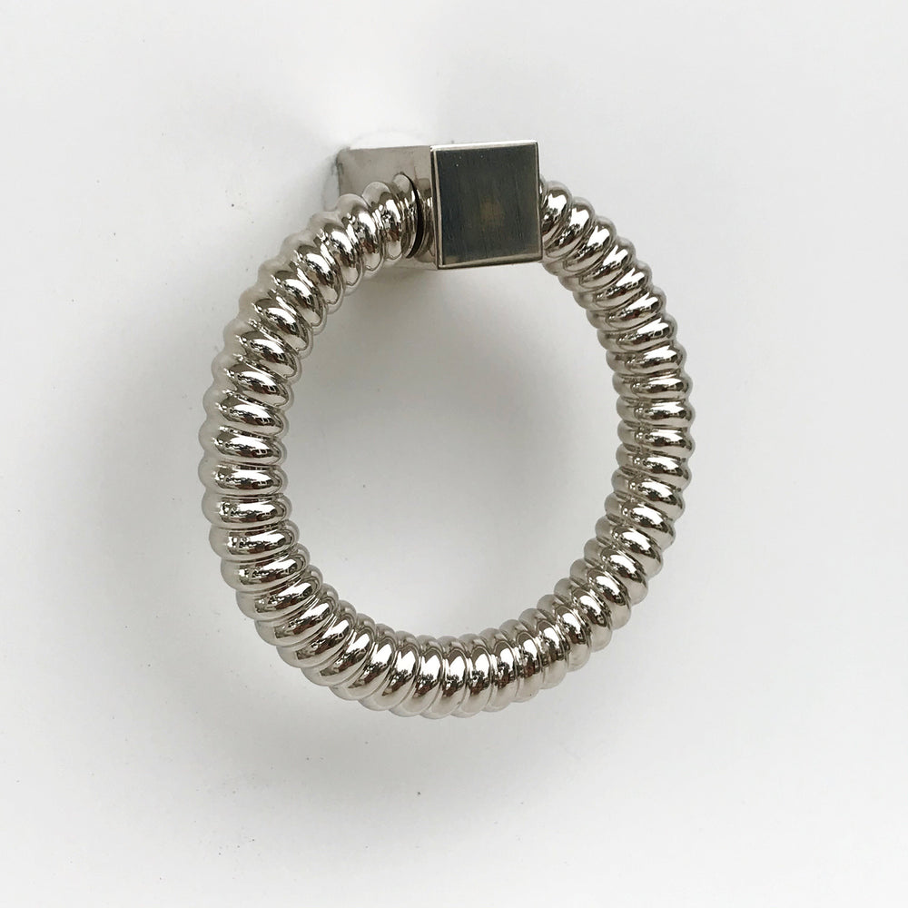 Polished Nickel "Rope" Ring Pull Cabinet Knob - Brass Cabinet Hardware