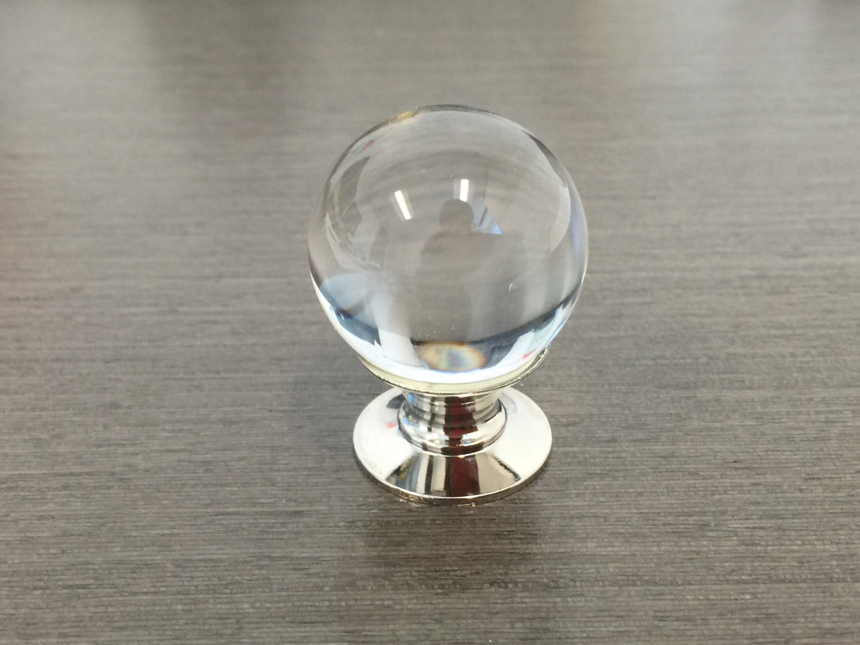 Polished Nickel and Lucite Ball Cabinet Knob - Brass Cabinet Hardware