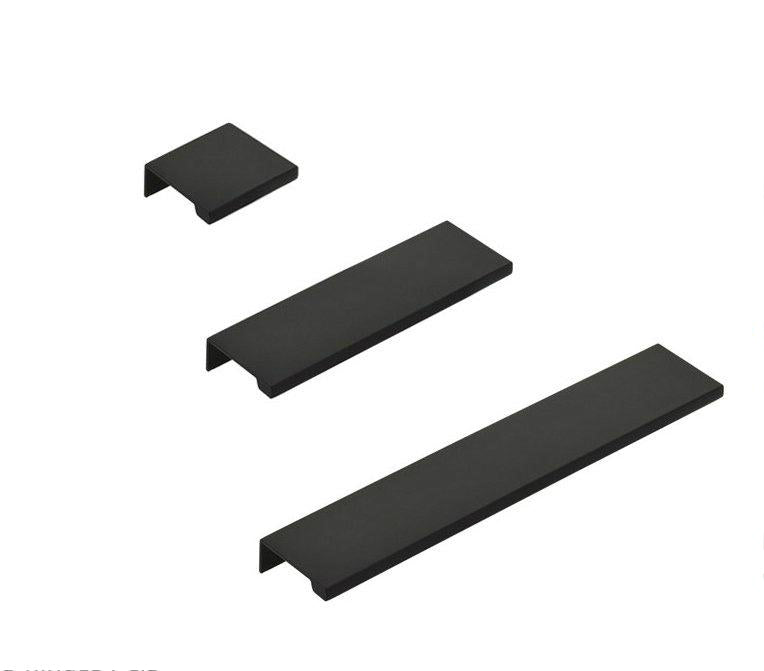 Matte Black "Dina" Tab Finger Drawer Pulls - Brass Cabinet Hardware