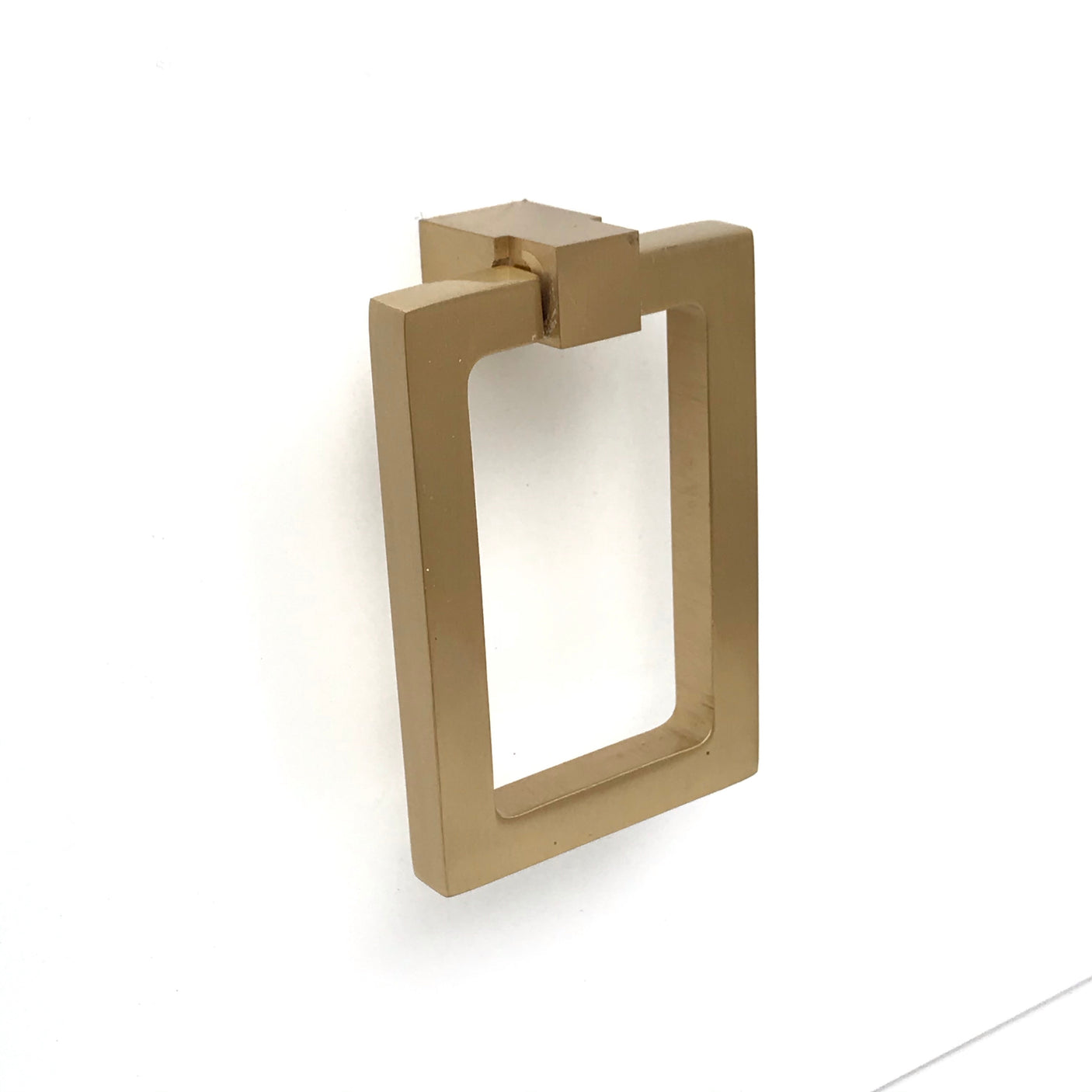 Zimi Rectangular Ring Pull in Satin Brass - Brass Cabinet Hardware