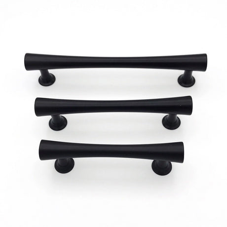 Emma Round Mid-Century Matte Black Cabinet Knob and Drawer Pulls - Brass Cabinet Hardware