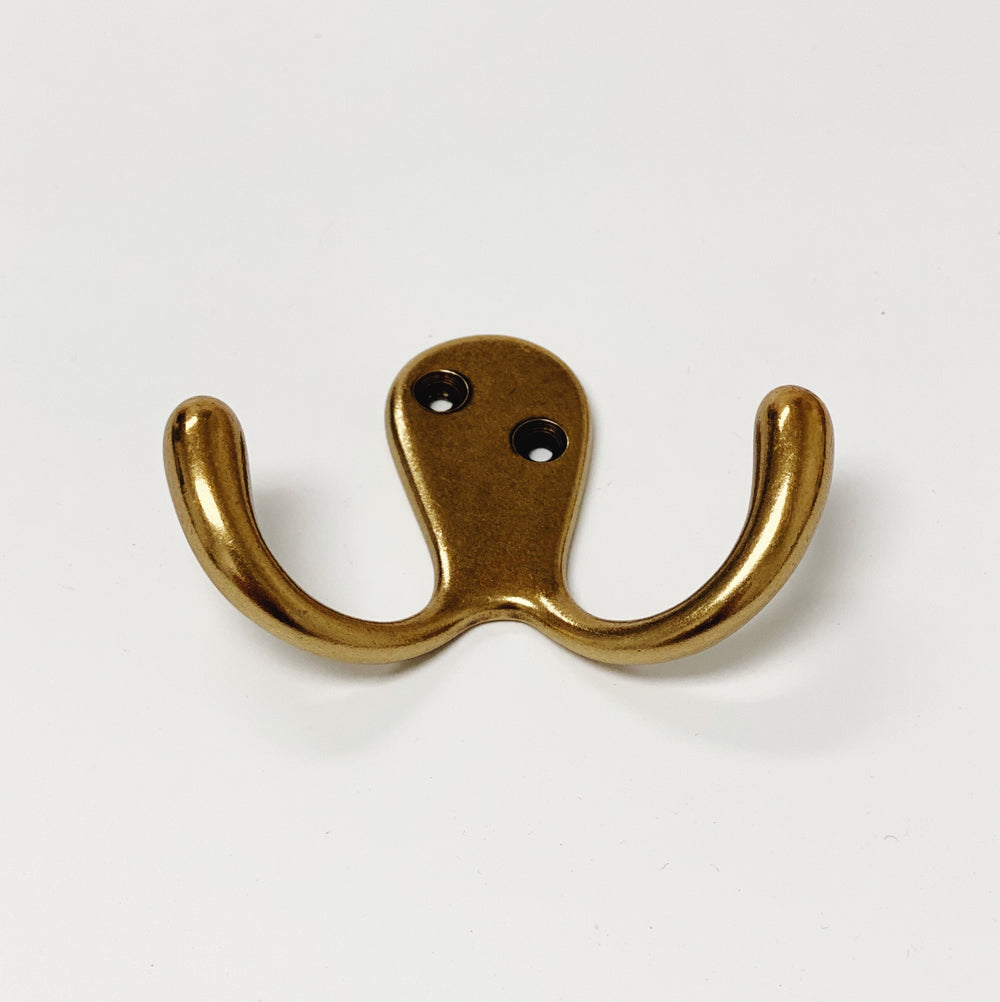 Antique Brass "Capri" Medium Modern Wall Hat and Coat Hook - Forge Hardware Studio