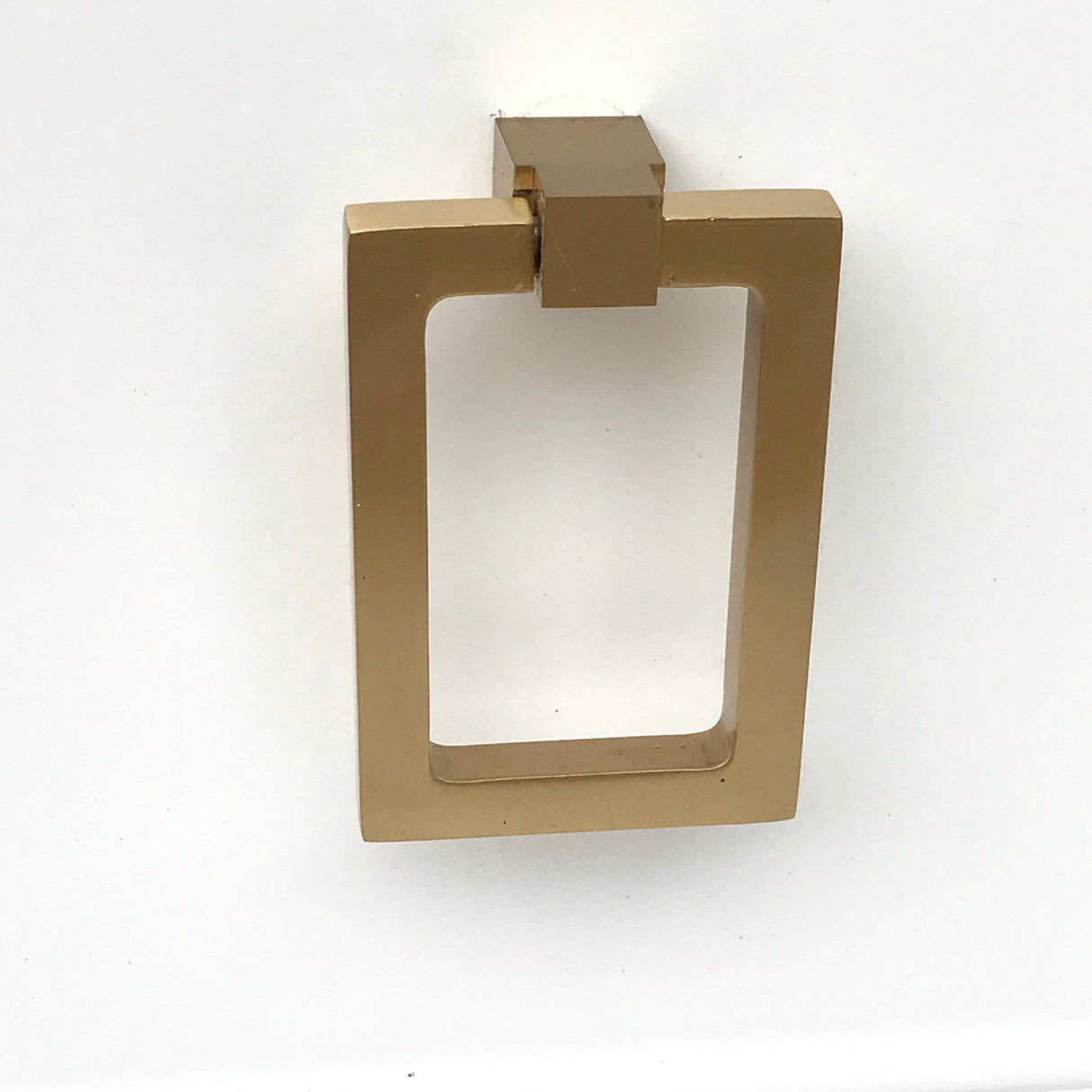 Zimi Rectangular Ring Pull in Satin Brass - Brass Cabinet Hardware