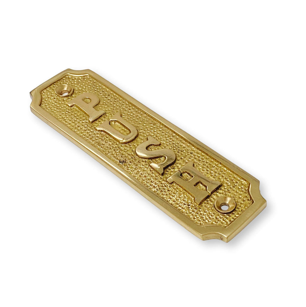 Brass "Push" Door Sign 1-5/16” W x 4-1/2” H - Brass Door Sign - Forge Hardware Studio