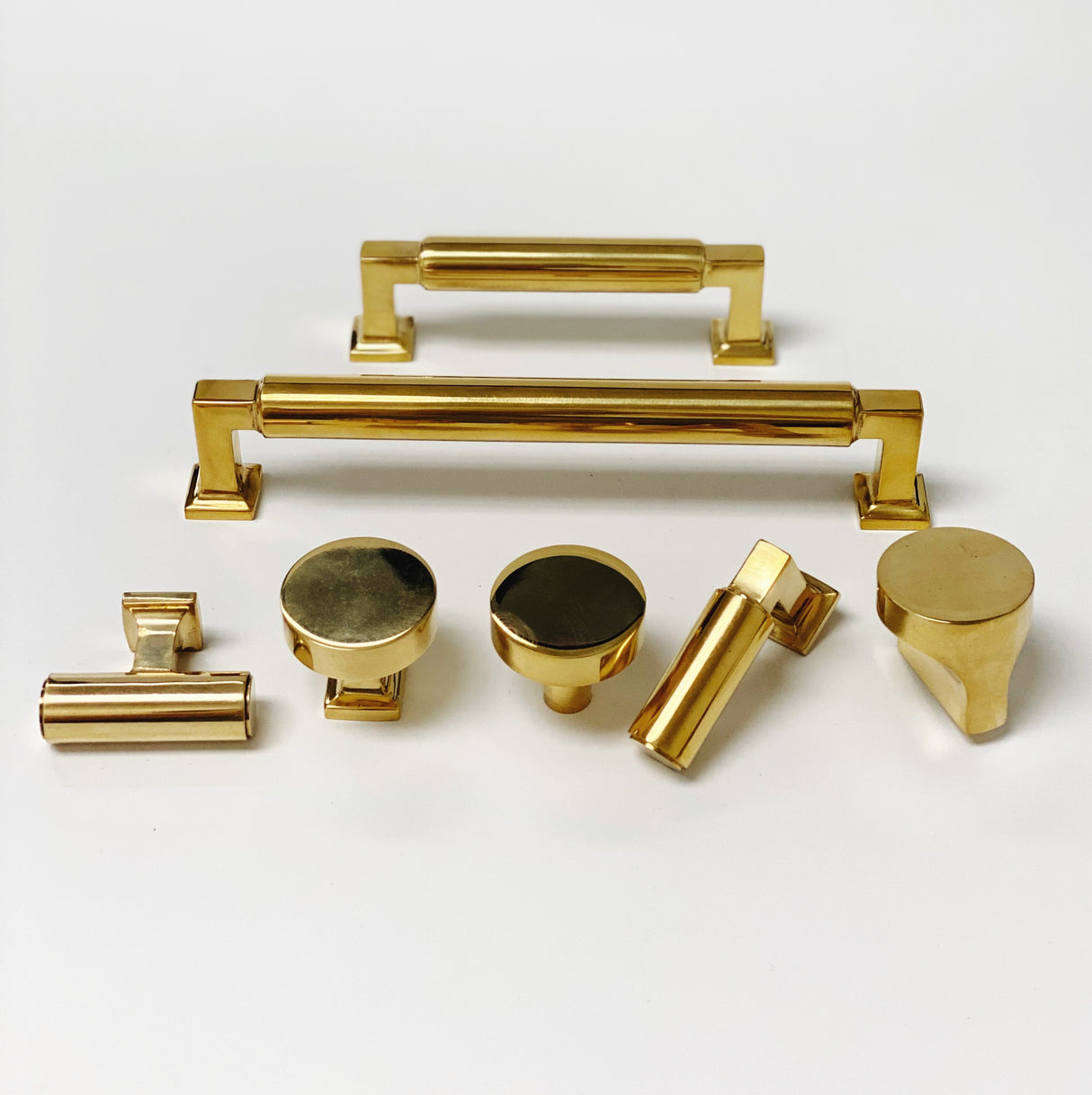 Unlacquered Brass "Neal" Cabinet Knobs and Pulls Cabinet Hardware - Forge Hardware Studio