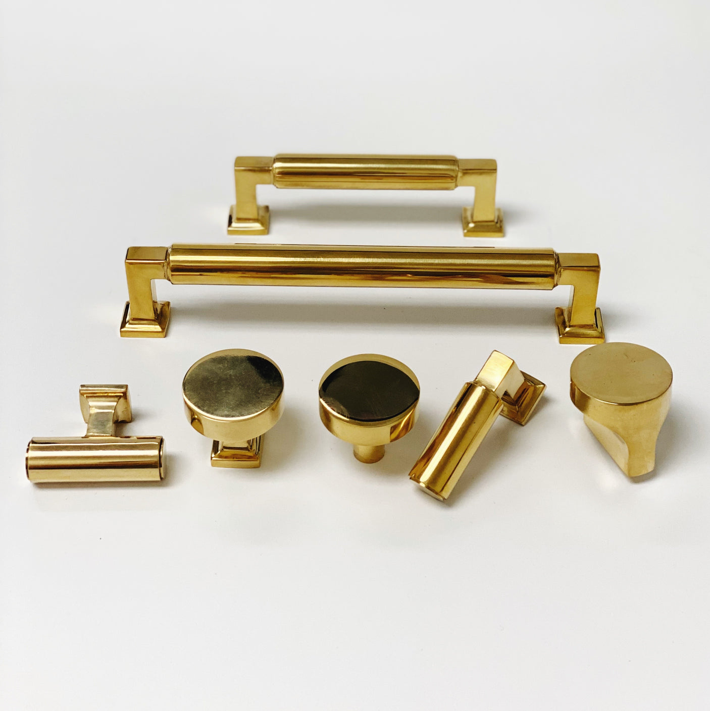 Unlacquered Brass "Neal" Cabinet Knobs and Pulls Cabinet Hardware - Forge Hardware Studio