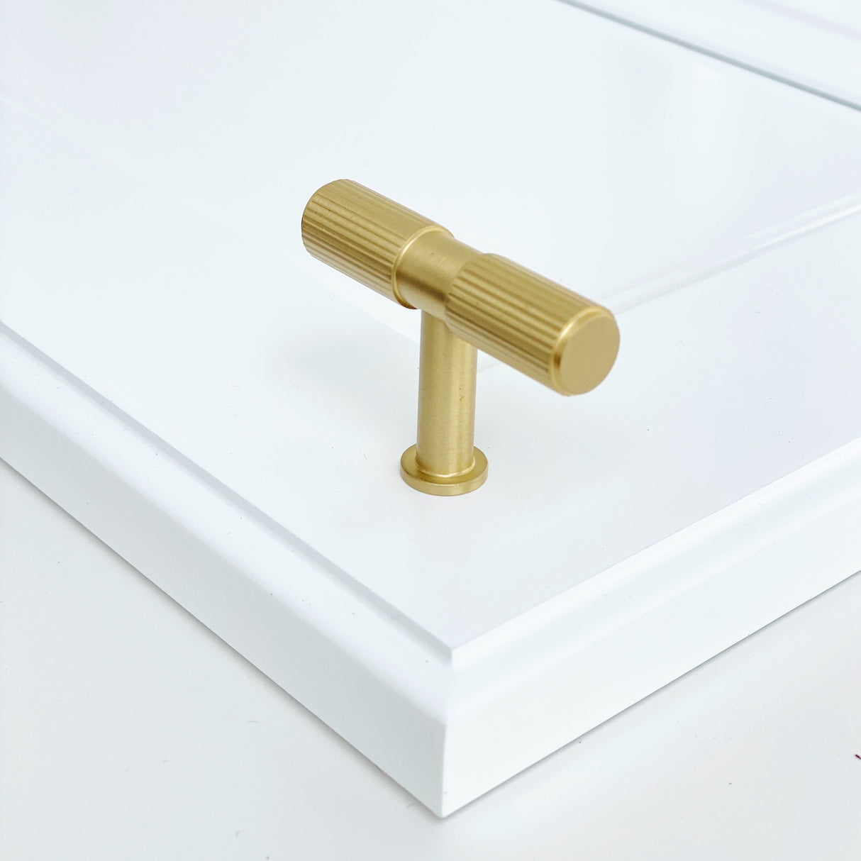 Brass Solid "Texture Lines" Knurled Drawer Pulls and Knobs in Satin Brass - Forge Hardware Studio