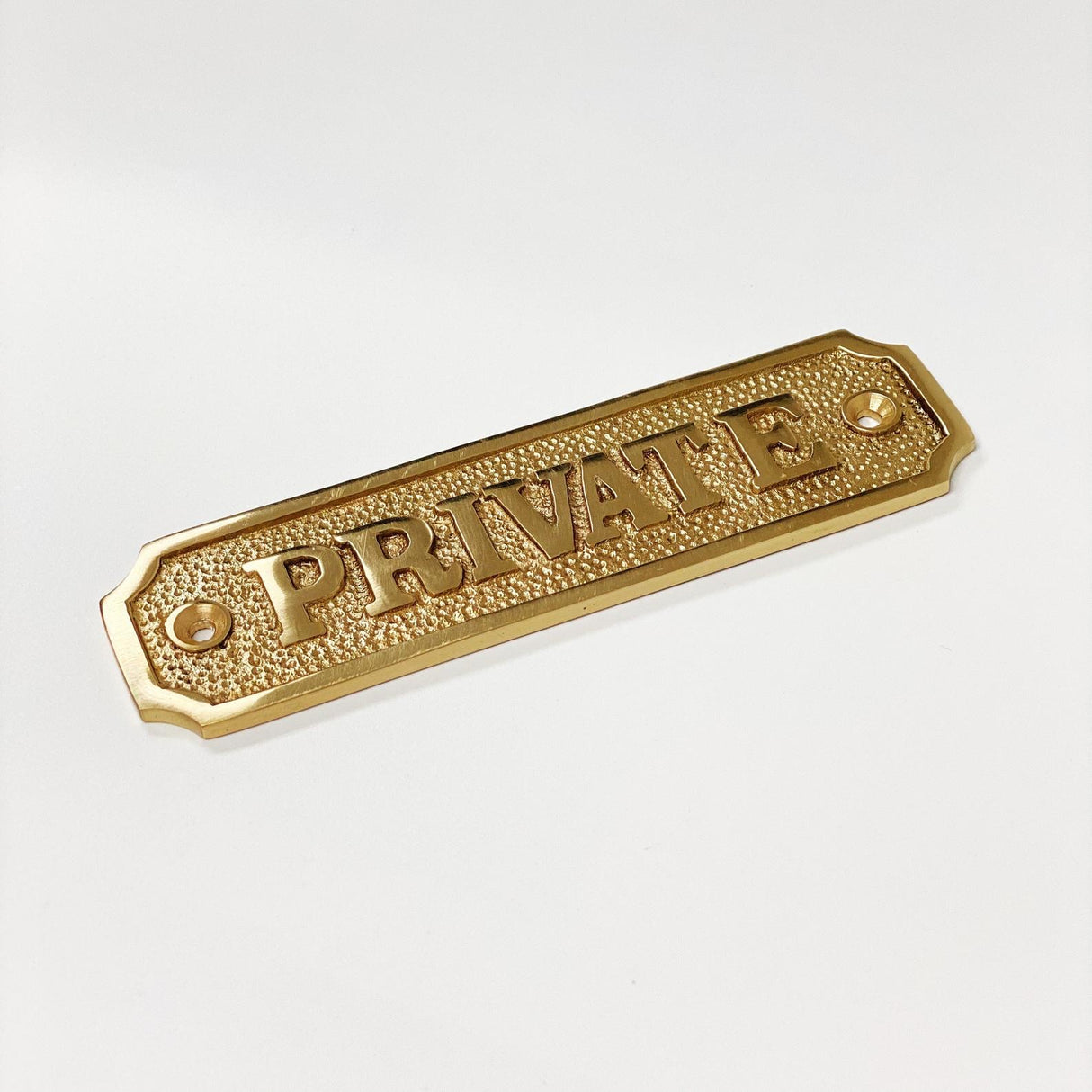 Brass "Private" Door Sign 4-3/4" W x 1-1/4" H - Door Hardware Office Sign - Forge Hardware Studio