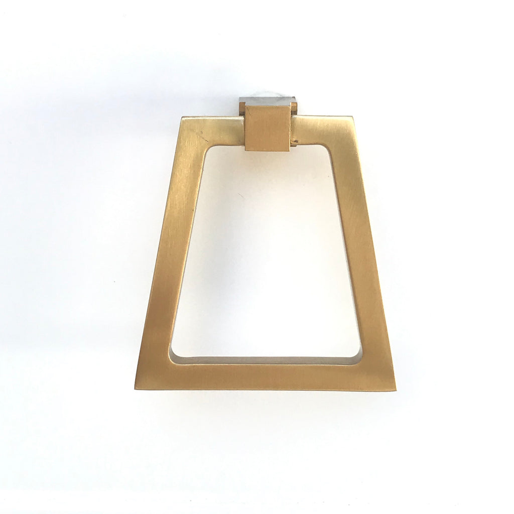 Zimi Triangular Oversized Ring Pull in Satin Brass - Brass Cabinet Hardware 
