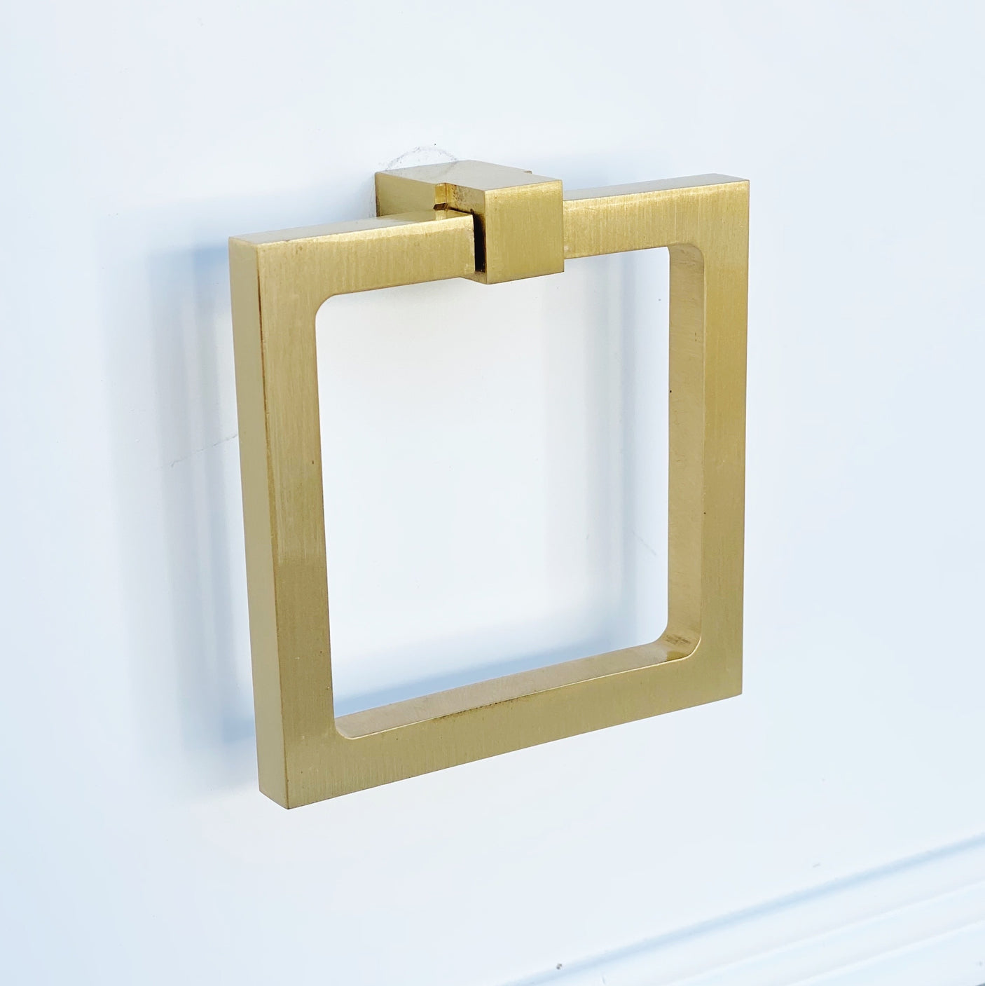Zimi Square Ring Pull in Satin Brass - Forge Hardware Studio