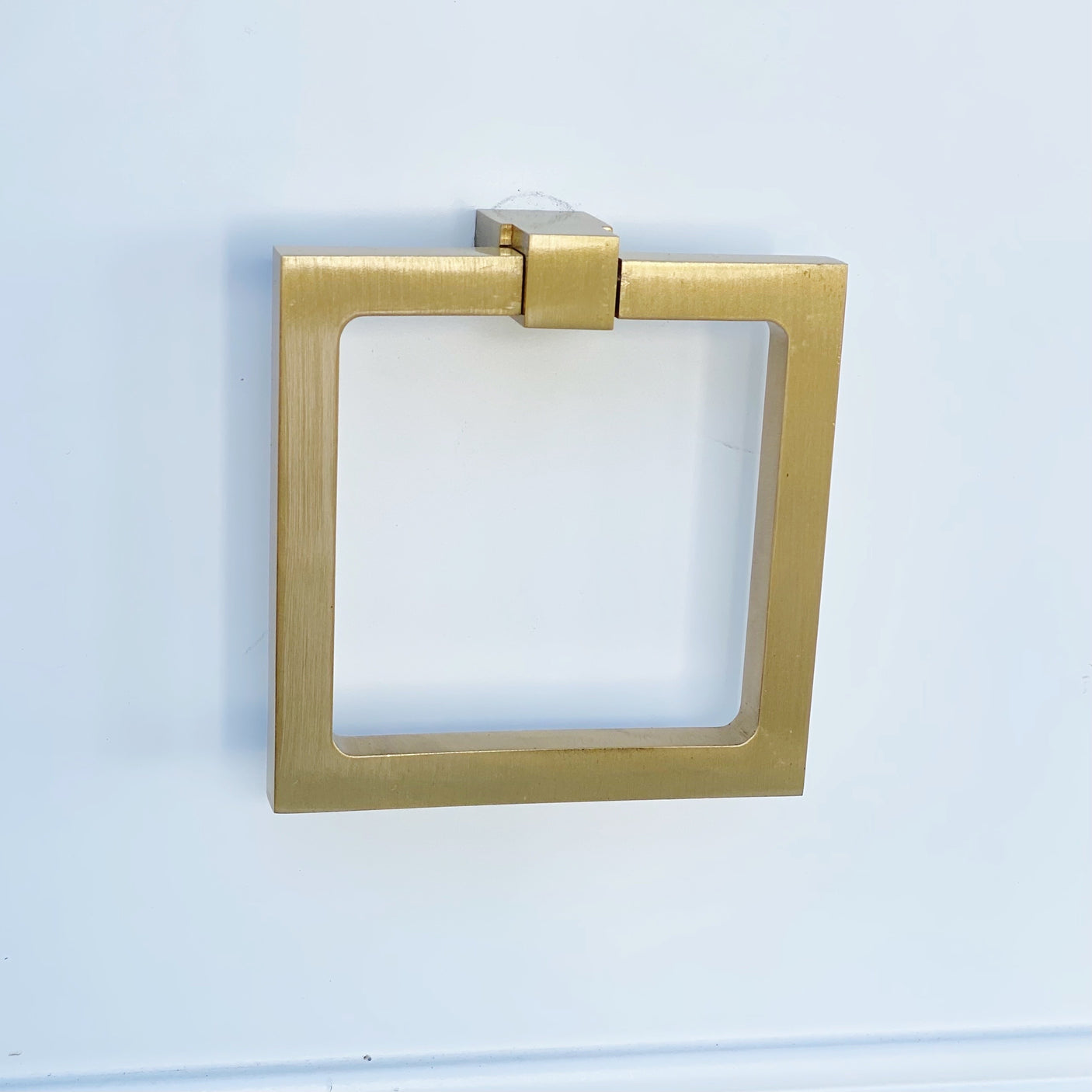 Zimi Square Ring Pull in Satin Brass - Forge Hardware Studio