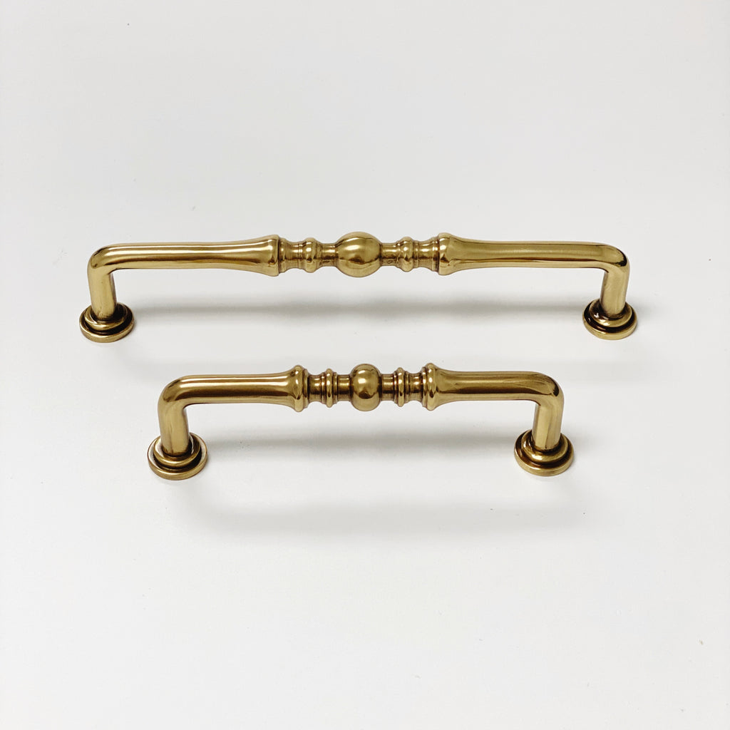 French Brass "Heritage" Cabinet Drawer Pull - Kitchen Drawer Handle - Forge Hardware Studio