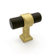 Wood and Brass 1-9/16"  T-Bar Cabinet Knob - Brass Cabinet Hardware