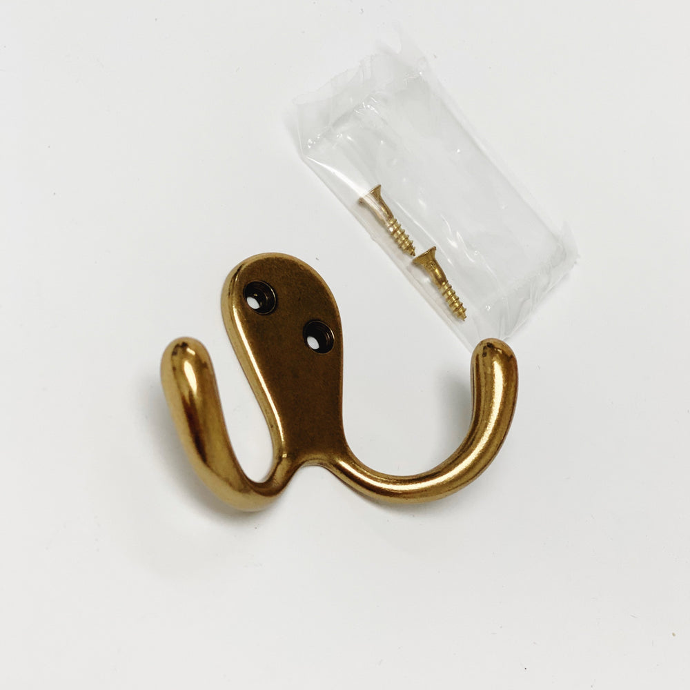Antique Brass "Capri" Medium Modern Wall Hat and Coat Hook - Forge Hardware Studio
