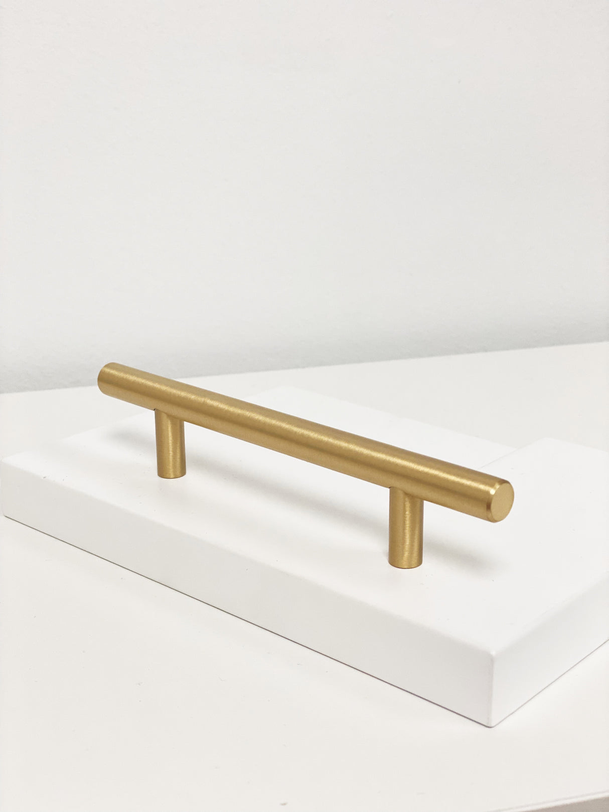 T-Bar "European" Satin Brass Cabinet Knobs and Pulls - Forge Hardware Studio