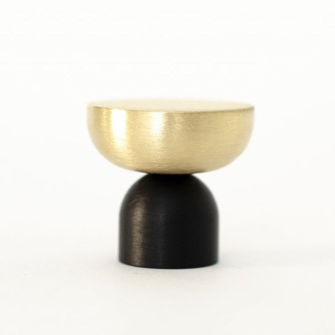 Wall Hook Cabinet Knob "Kori" Dual Finish Brushed Brass and Matte Black - Forge Hardware Studio