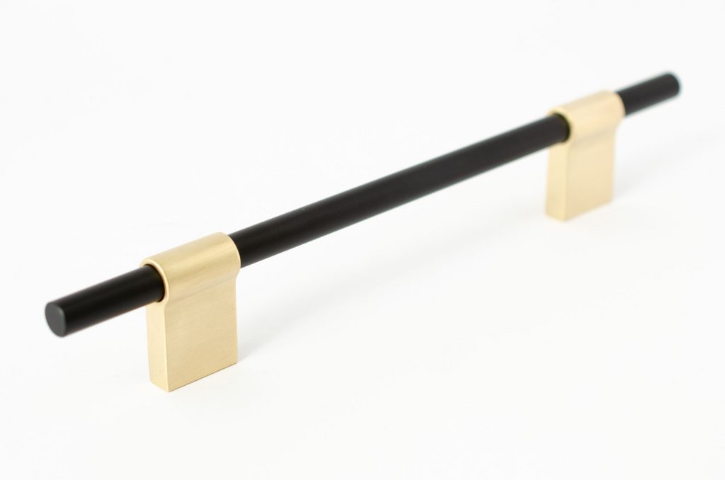 T-Bar "Line" Black and Brass Drawer Pulls Cabinet Hardware - Forge Hardware Studio