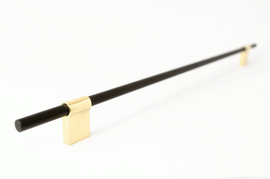 T-Bar "Line" Black and Polished Brass Cabinet Knobs and Drawer Pulls - Forge Hardware Studio