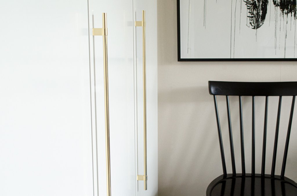Line Brushed Brass Appliance Pulls - Forge Hardware Studio