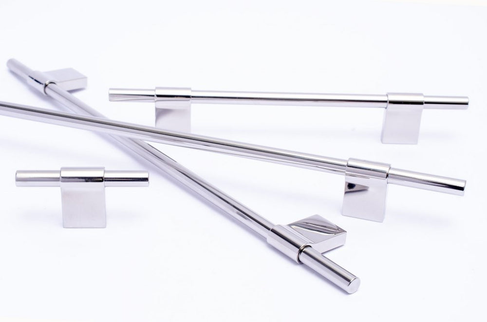 Line Polished Stainless Steel Cabinet Knobs and Drawer Pulls - Brass Cabinet Hardware